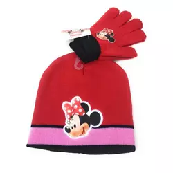 4 Bonnet et gants d'hiver à pompons Minnie Mouse